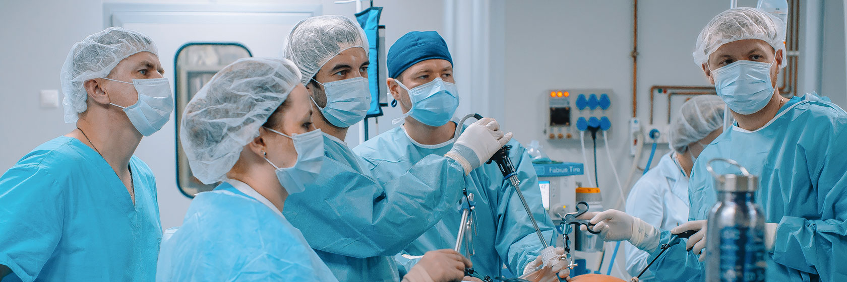 A surgical team performs an operation at the MIBS Oncology Clinic